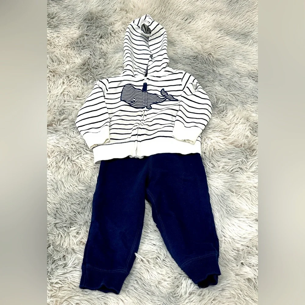 Carter's Navy and White Whale Hoodie Set